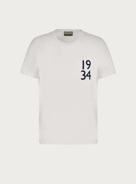 Blue and white T-shirt in organic jersey cotton