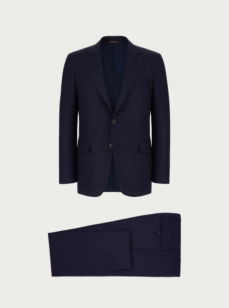 Suit in blue silk and 150's wool - Exclusive