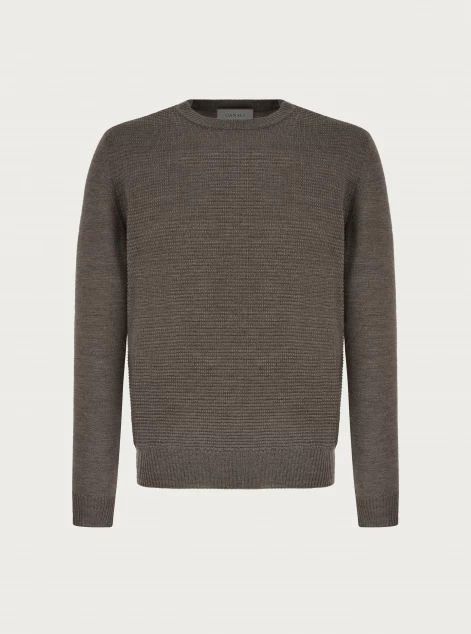 Dove grey wool crew-neck