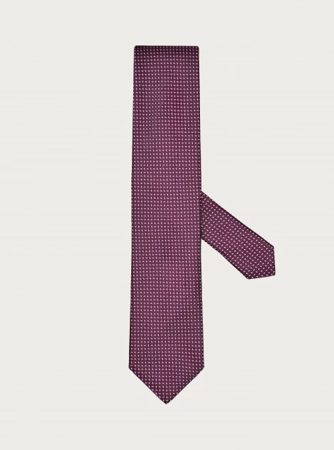 Burgundy micro-patterned silk tie