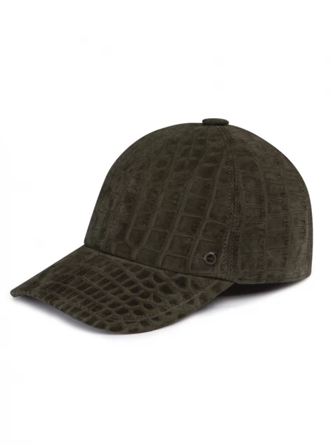 Nubuck crocodile leather baseball cap