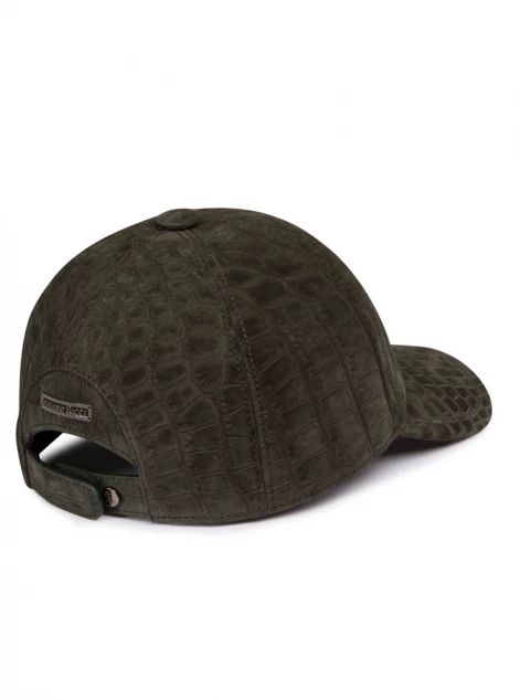 Nubuck crocodile leather baseball cap