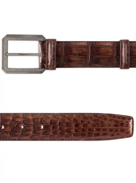 Antique crocodile leather belt