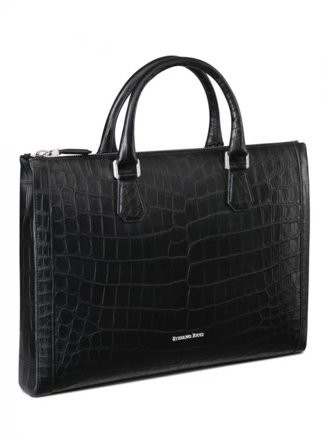 Handmade crocodile leather business bag