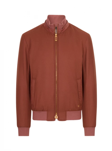 Vicuña and silk blend blouson with nubuck crocodile