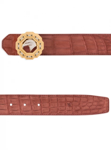 Nubuck crocodile leather belt