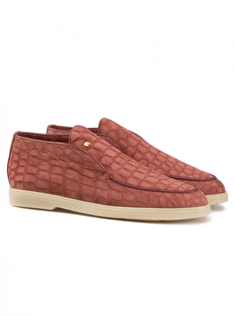 Nubuck crocodile leather loafers