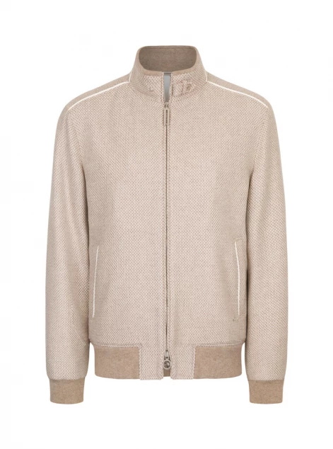 Pure cashmere blouson with lambskin details