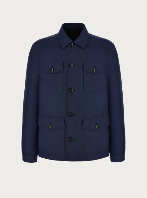 Reversible safari jacket in impeccabile blue wool