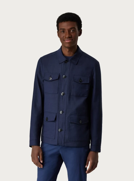 Reversible safari jacket in impeccabile blue wool