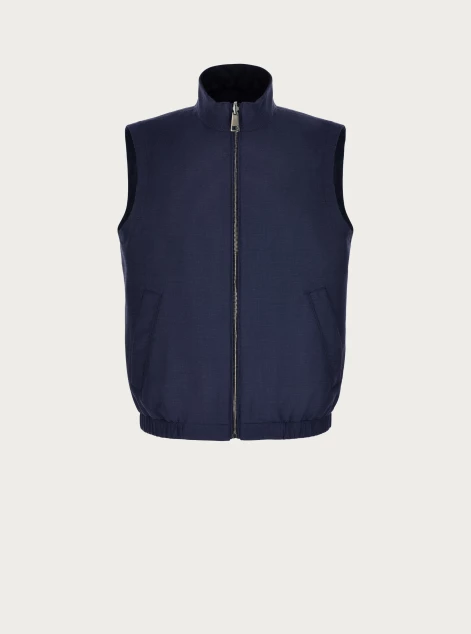 Reversible gilet in Impeccabile blue wool