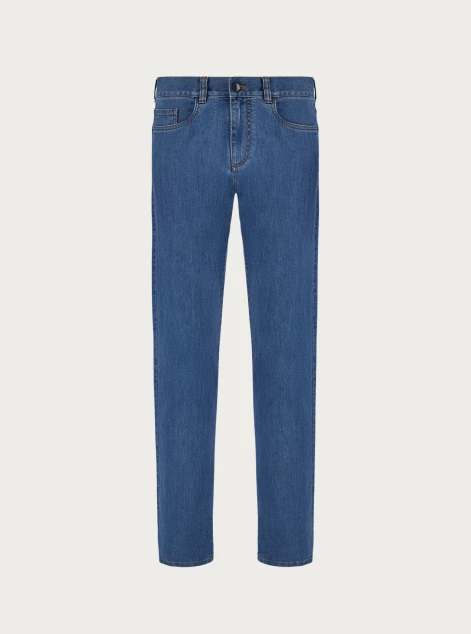 Five-pocket pants in light blue stretch denim