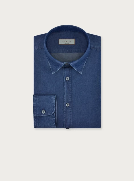 Light blue cotton and lyocell slim-fit shirt